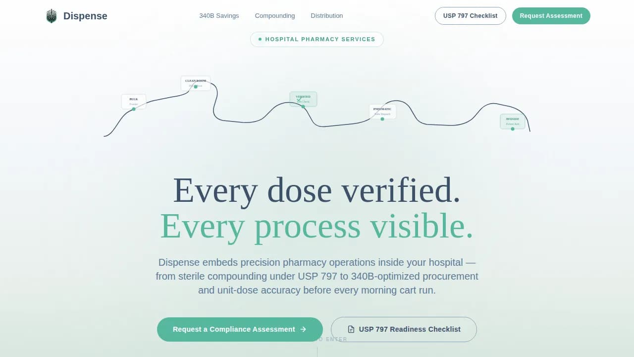 Dispense — Hospital Pharmacy Landing Page Template