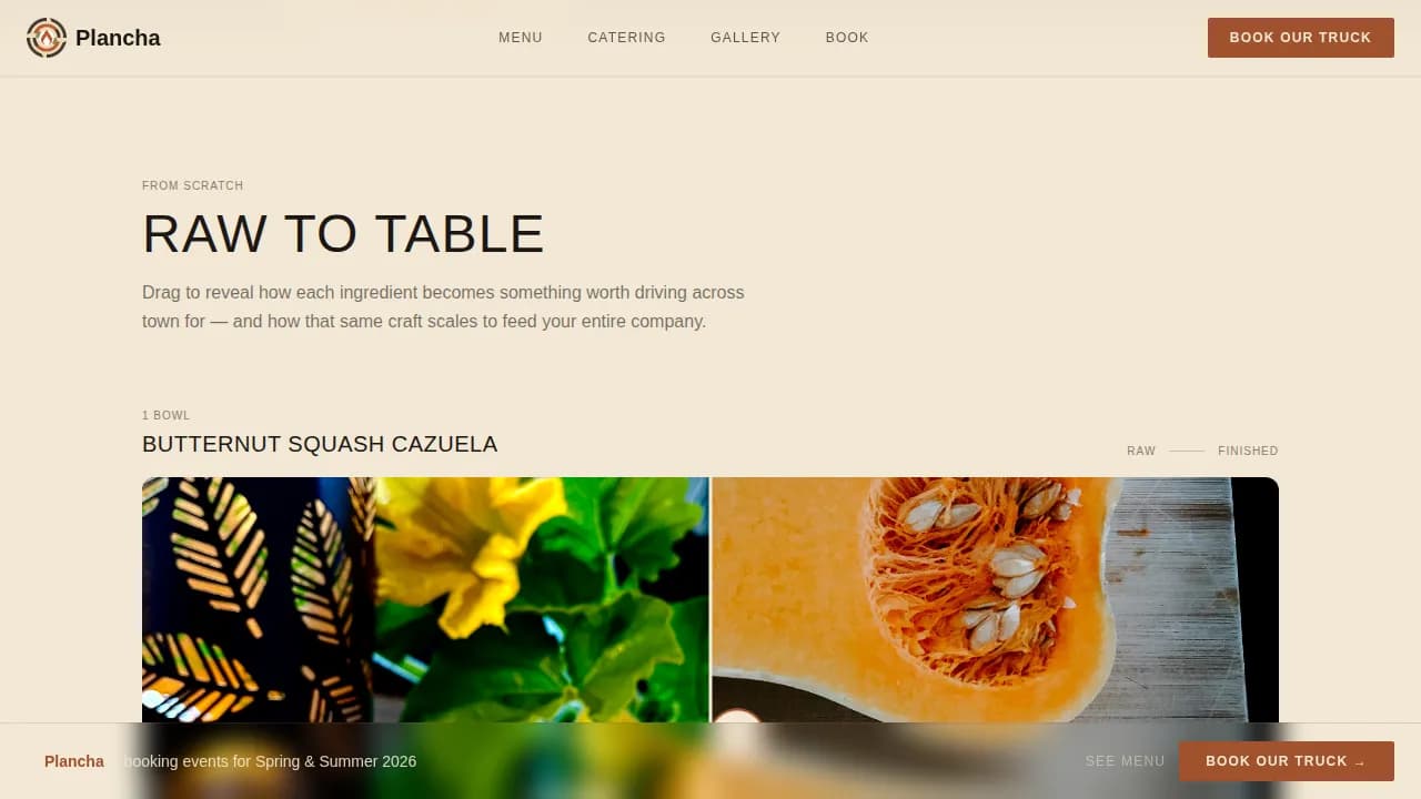 Plancha — Chilean Food Truck Landing Page Template