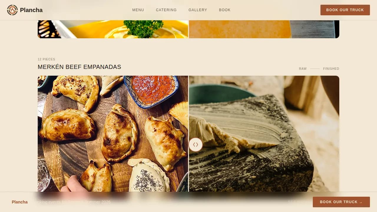 Plancha — Chilean Food Truck Landing Page Template