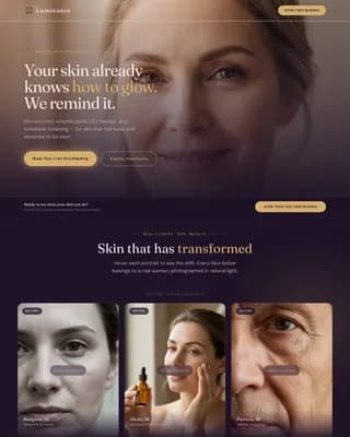 Luminance — Mature Skin Aesthetician Landing Page Template