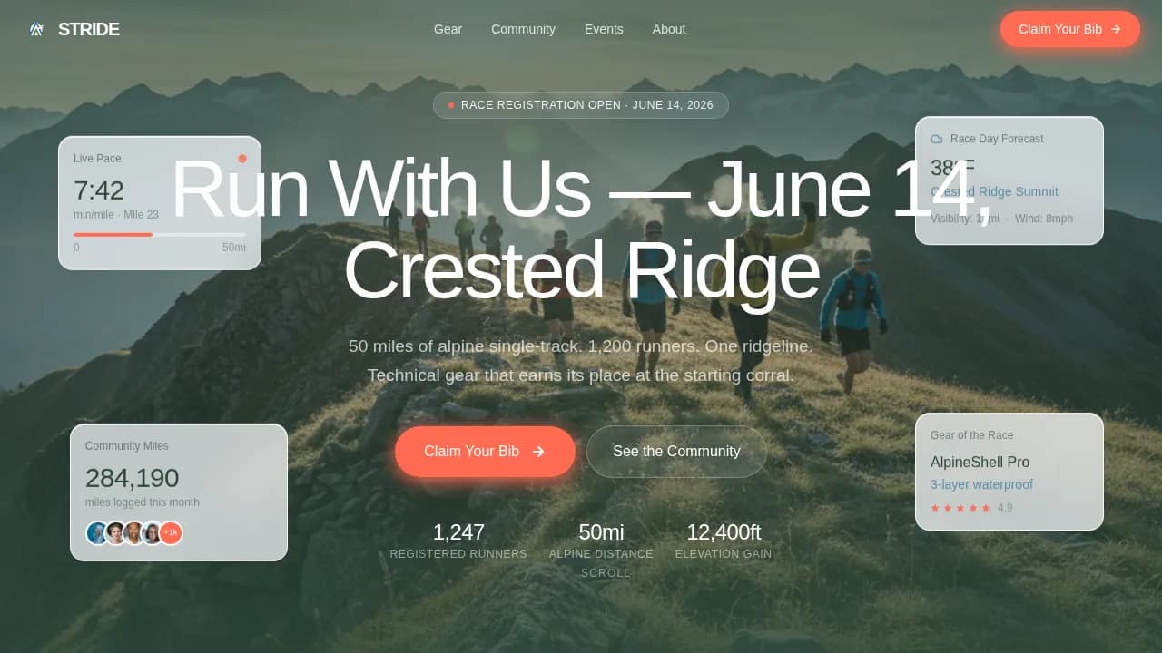 Stride — Performance Athletics Landing Page Template