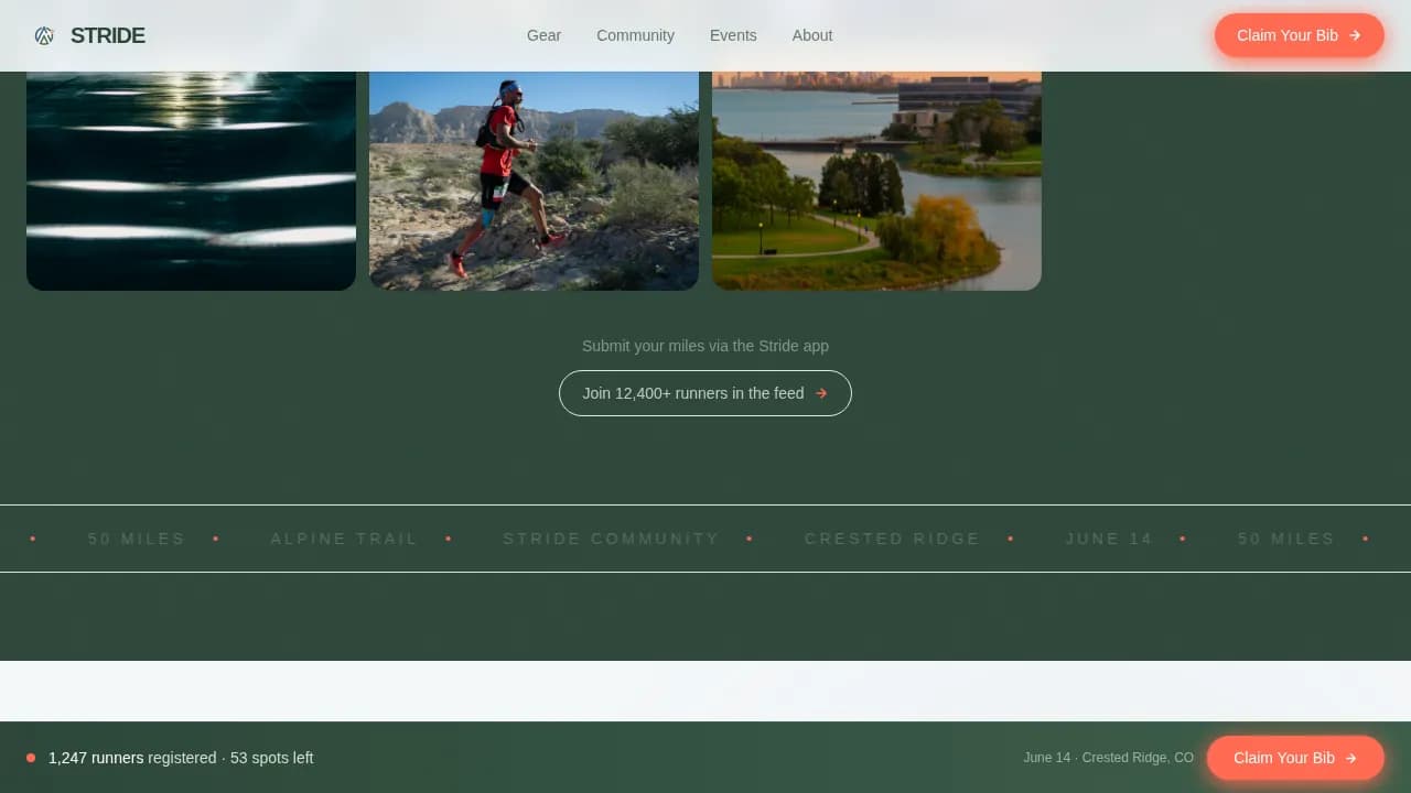 Stride — Performance Athletics Landing Page Template