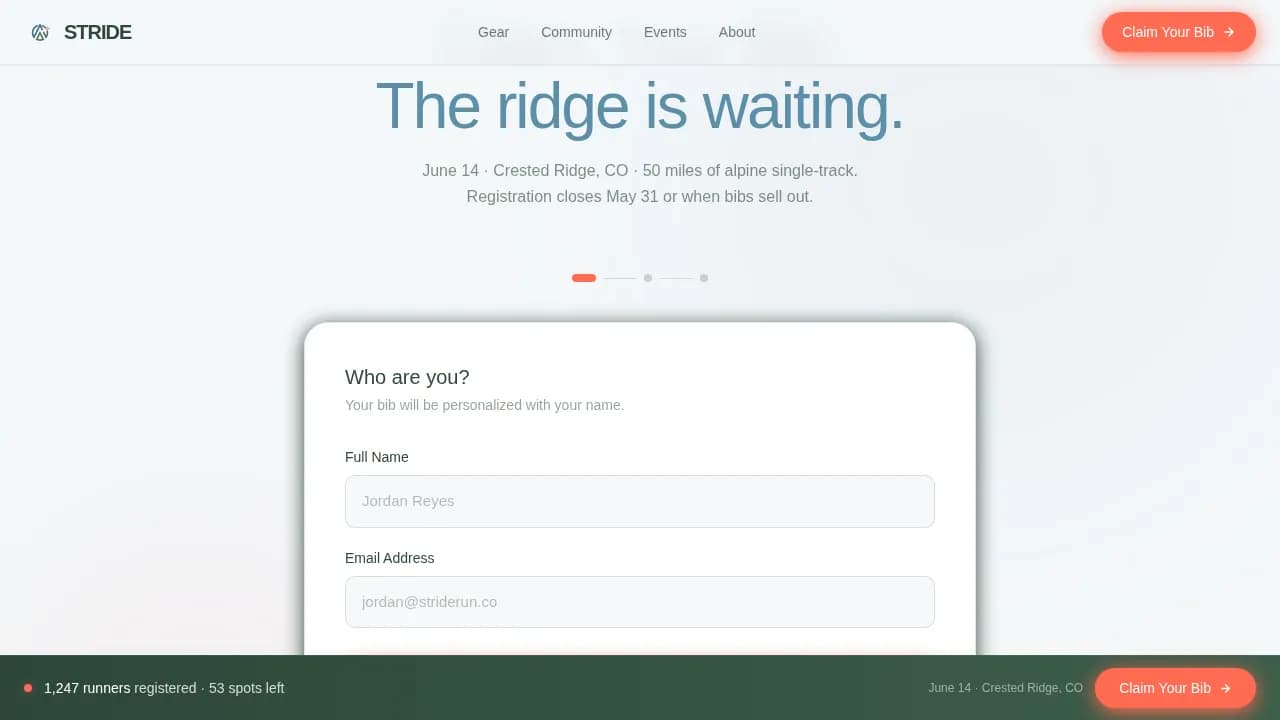Stride — Performance Athletics Landing Page Template