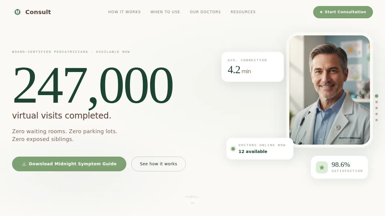 Consult — Pediatric Consultation Landing Page Template