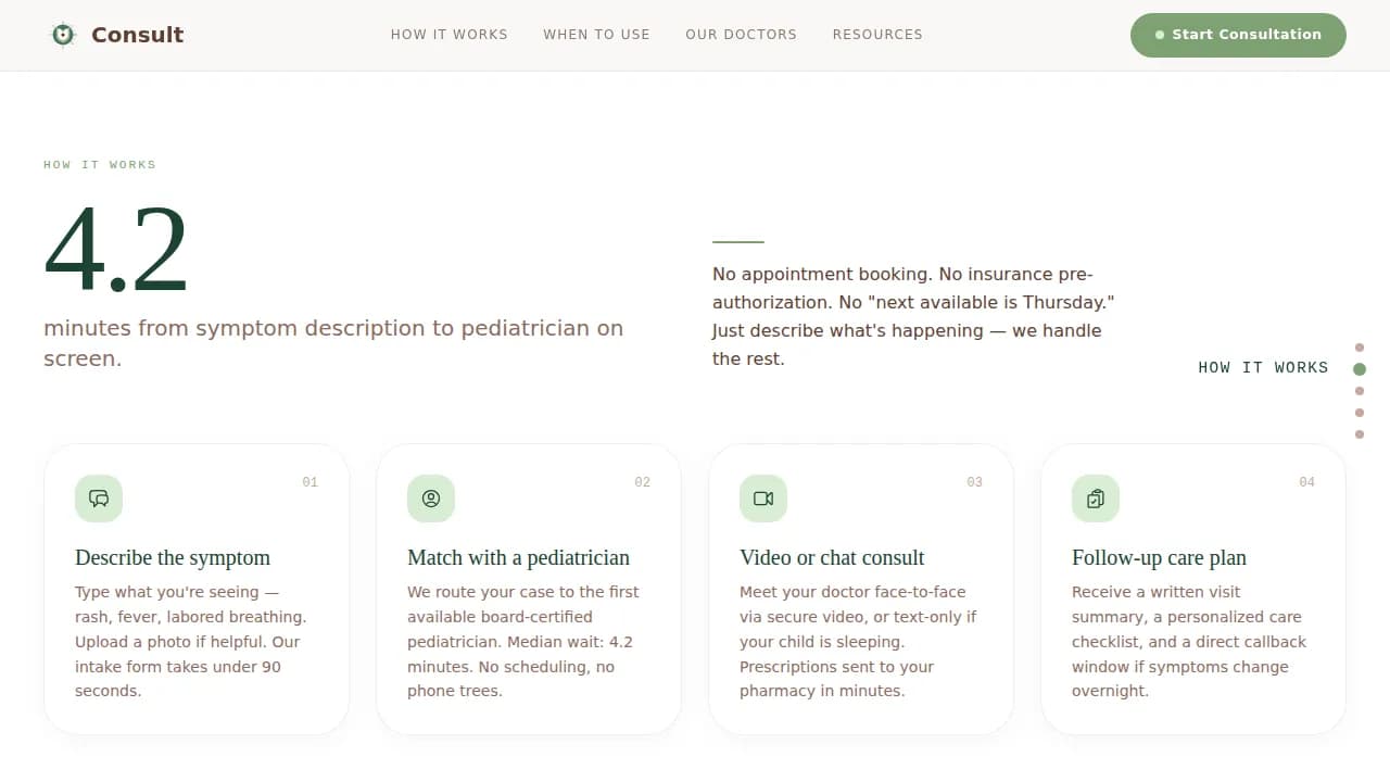 Consult — Pediatric Consultation Landing Page Template