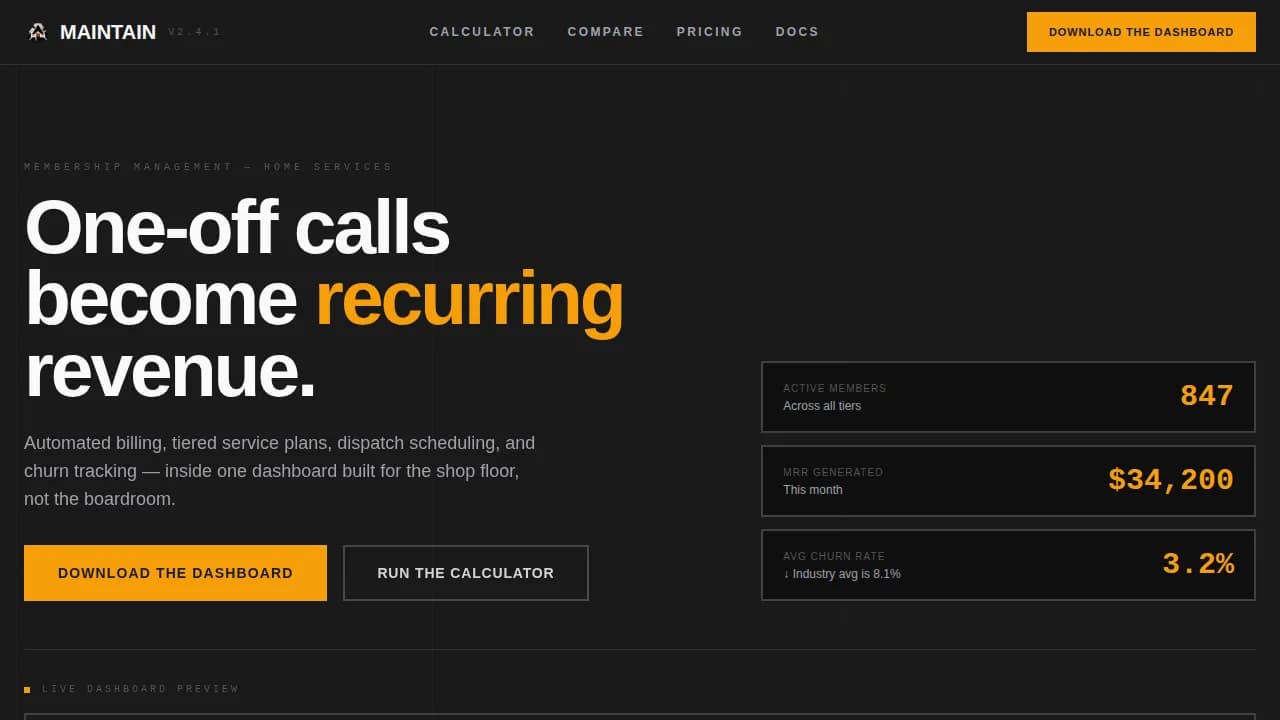 Maintain — Brutalist Membership Landing Page Template