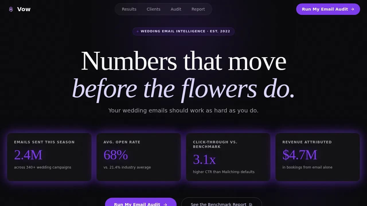Vow — Wedding Email Marketing Landing Page Template