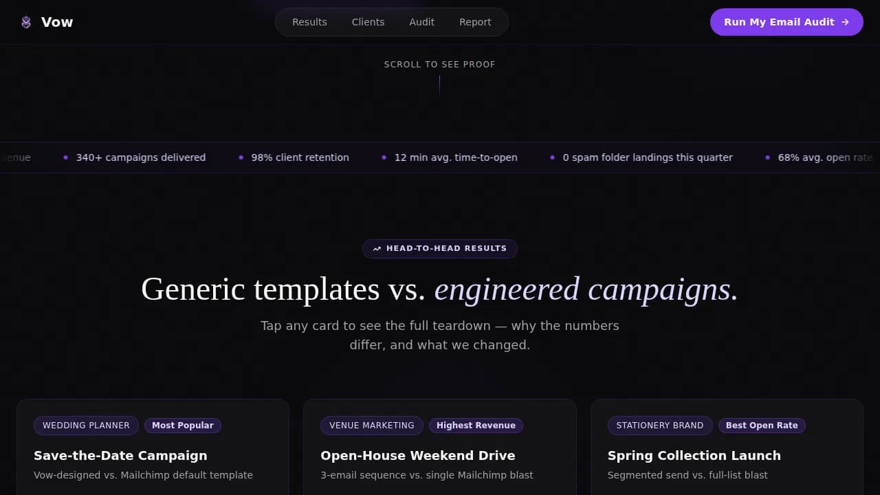 Vow — Wedding Email Marketing Landing Page Template