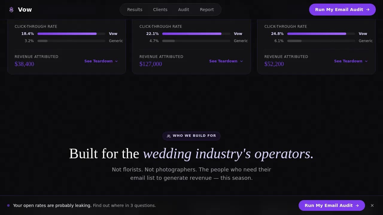 Vow — Wedding Email Marketing Landing Page Template