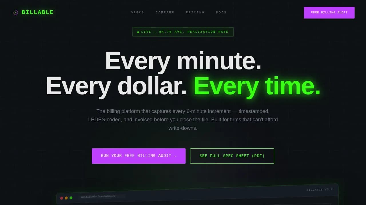 Billable — Legal Billing Dashboard Landing Page Template