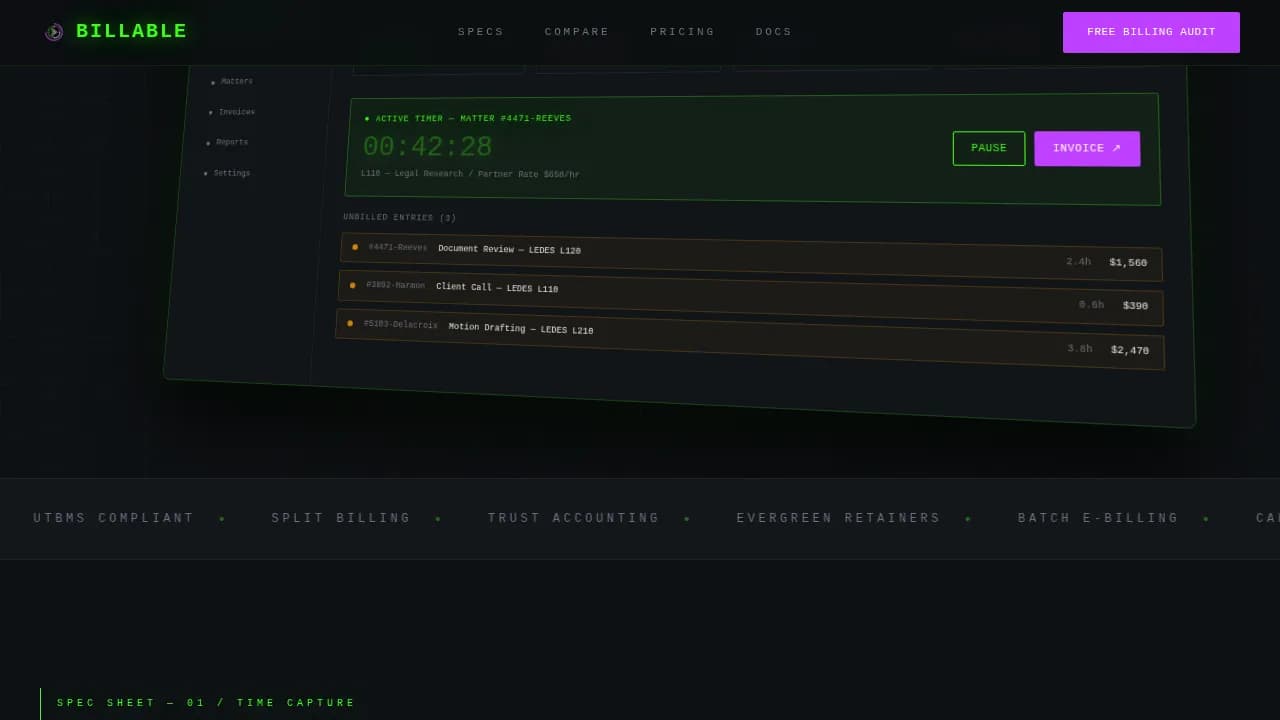 Billable — Legal Billing Dashboard Landing Page Template