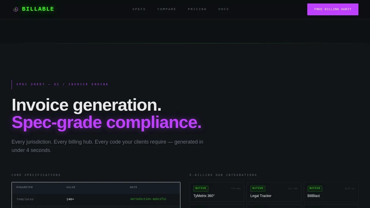 Billable — Legal Billing Dashboard Landing Page Template