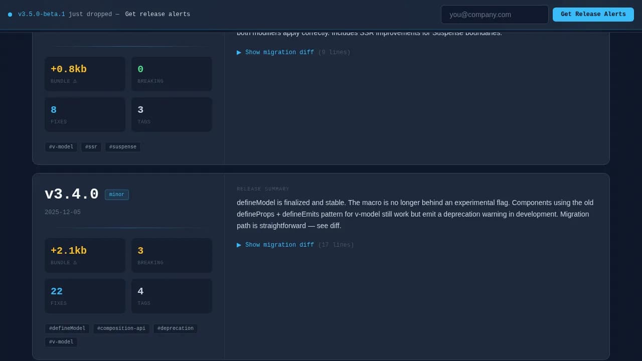 Changelog — Vue Documentation Landing Page Template
