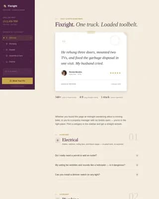Fixright - Trusted Handyman Booking Landing Page Template