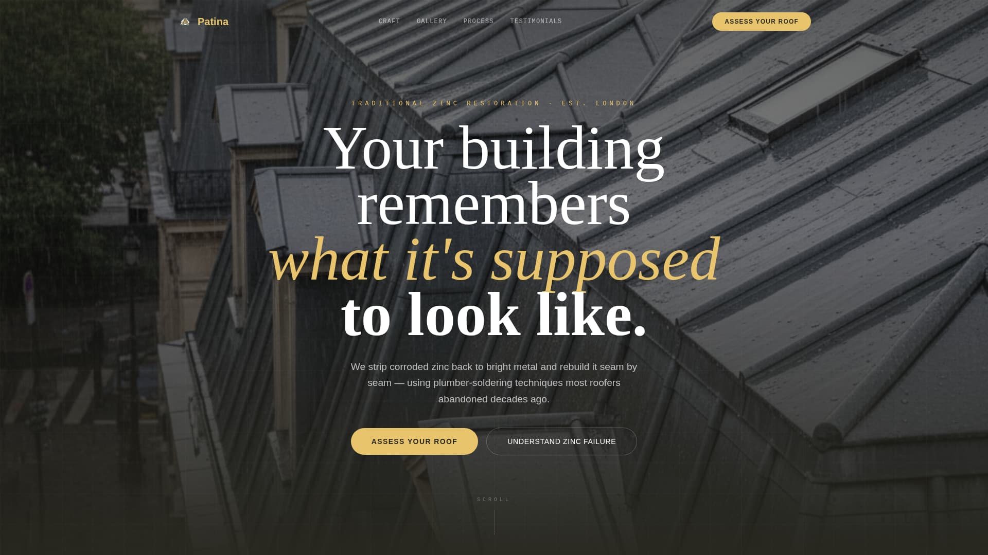Patina - Authoritative Zincrestoration Landing Page Template