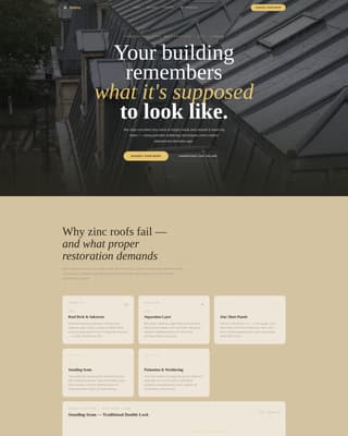Patina - Authoritative Zincrestoration Landing Page Template