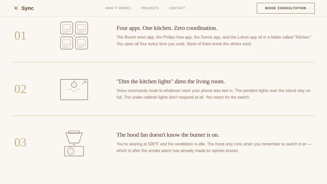 Sync - Smart Kitchen Integration Landing Page Template