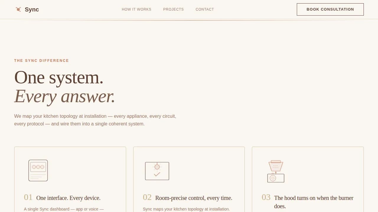 Sync - Smart Kitchen Integration Landing Page Template
