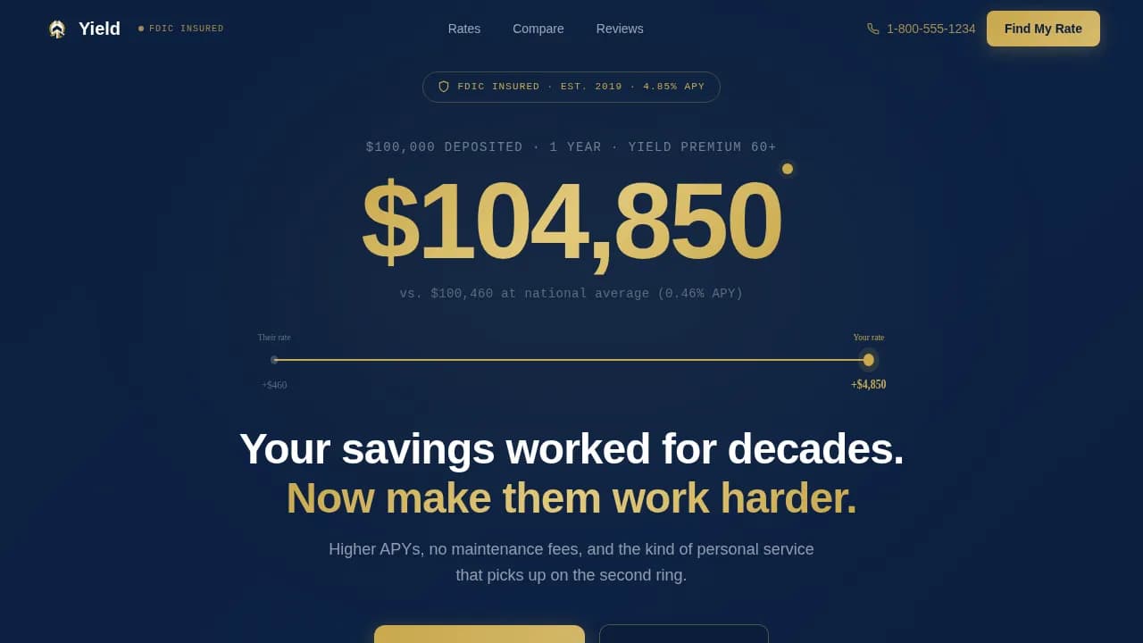 Yield - High-APY Senior Savings Account Landing Page Template