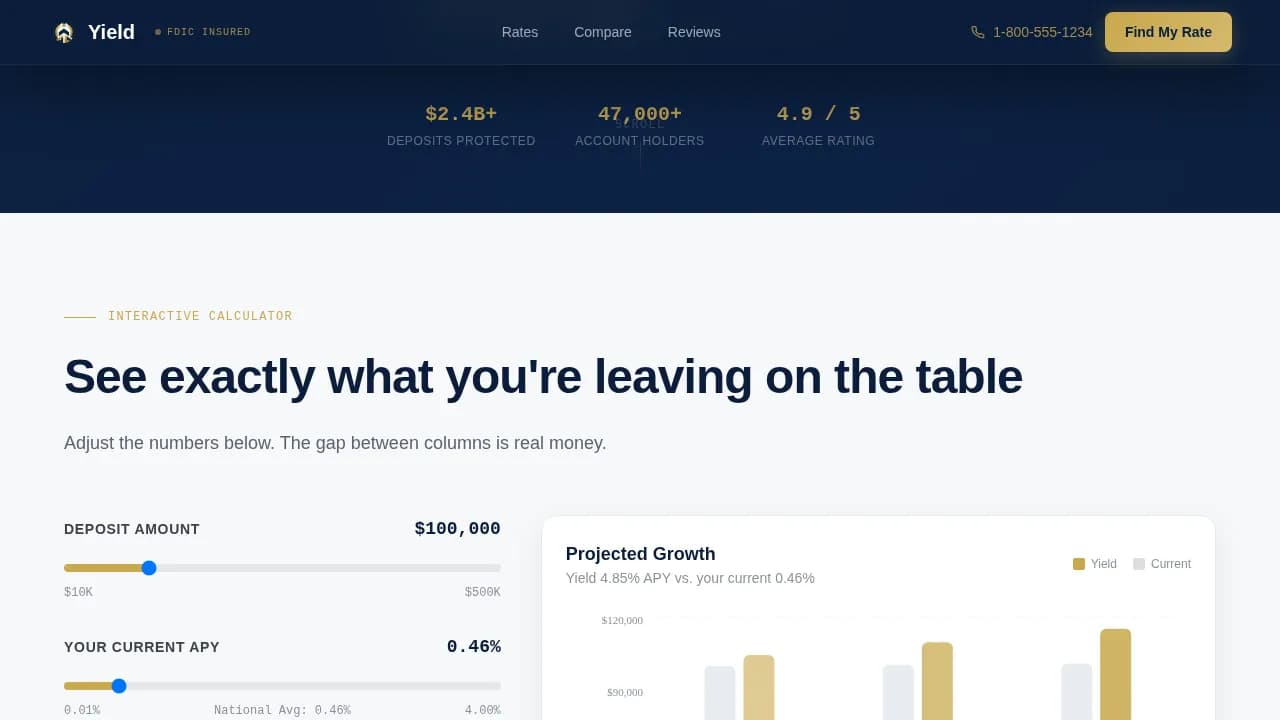 Yield - High-APY Senior Savings Account Landing Page Template