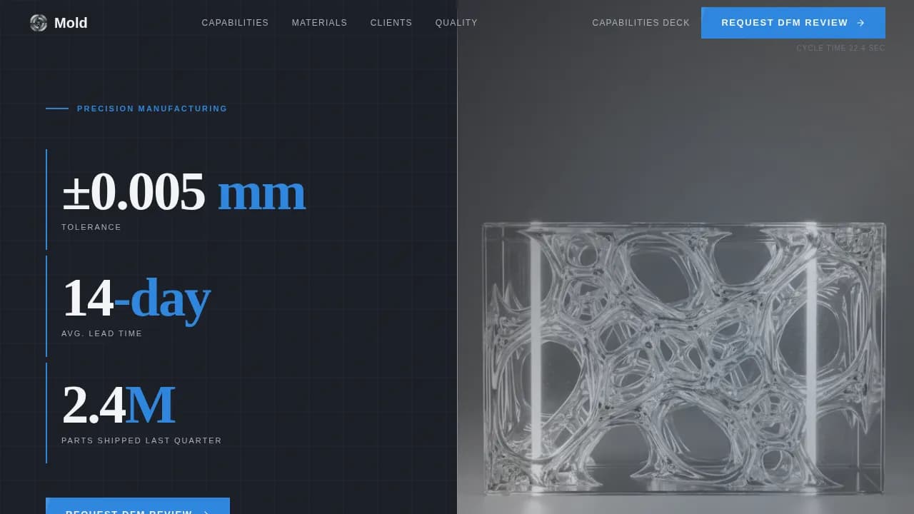 Mold — Expert Injection Molding Landing Page Template