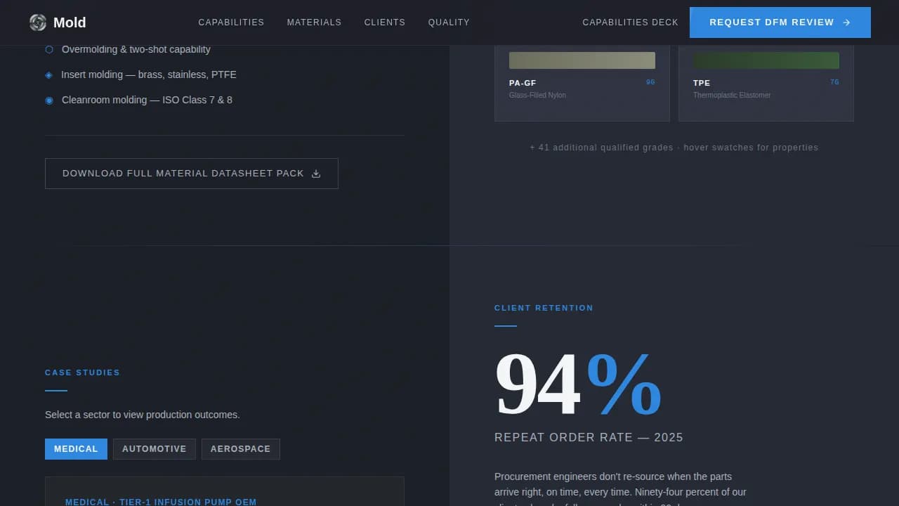 Mold — Expert Injection Molding Landing Page Template