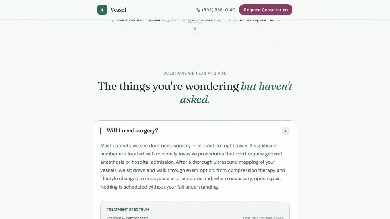 Vessel — Expert Vascular Surgery Landing Page Template