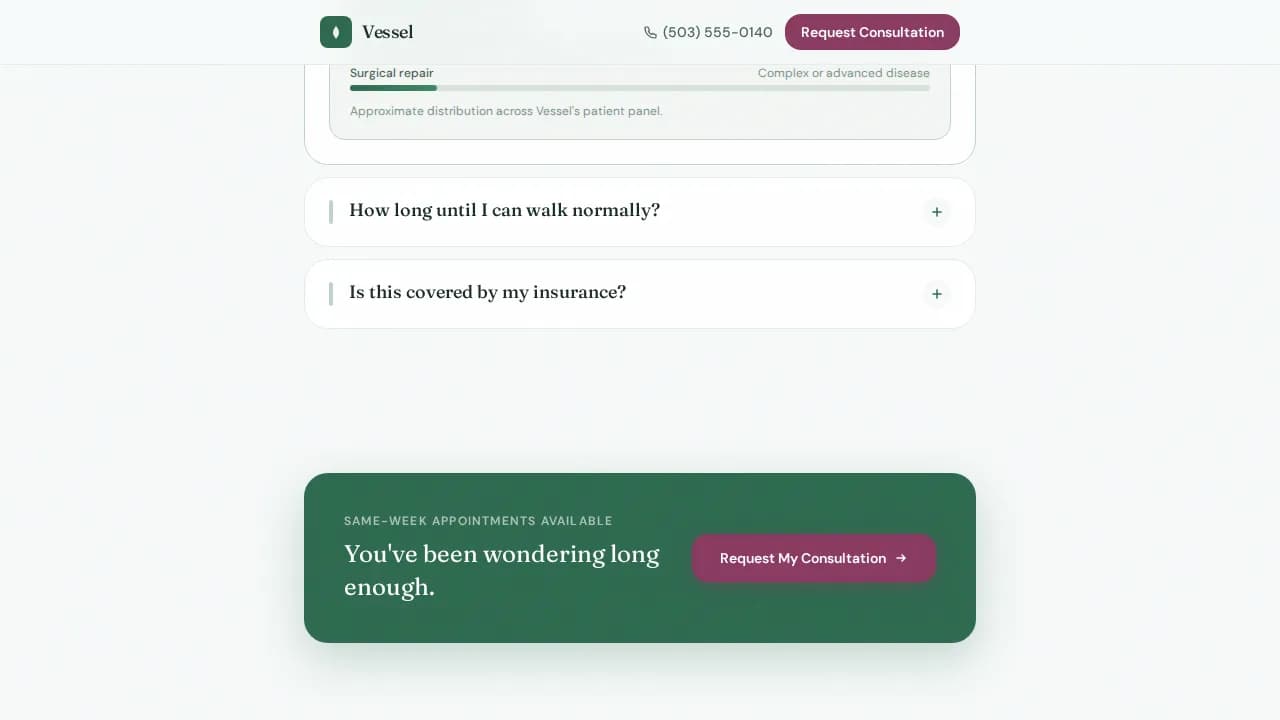 Vessel — Expert Vascular Surgery Landing Page Template