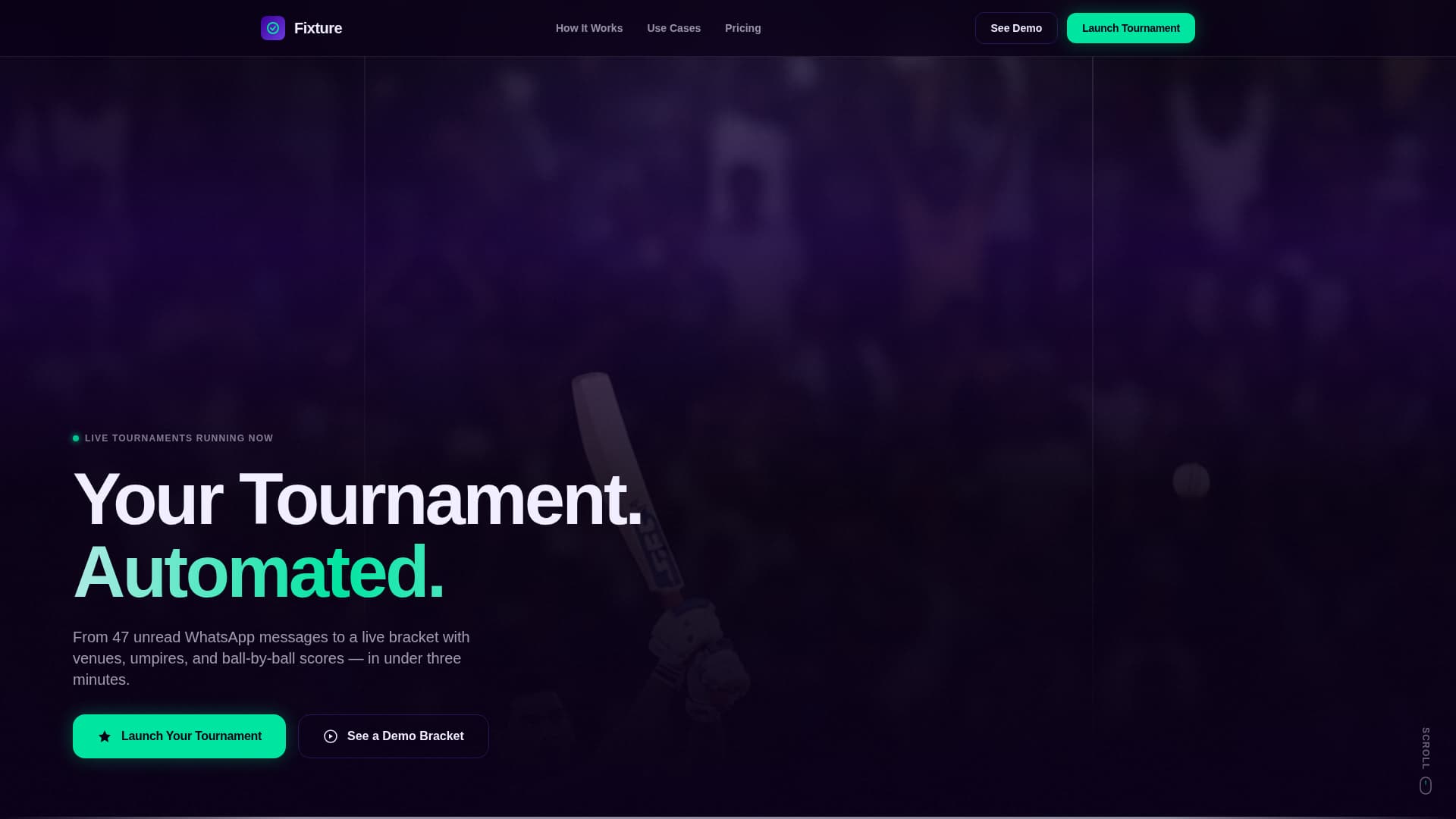 Fixture - Automated Cricket Landing Page Template
