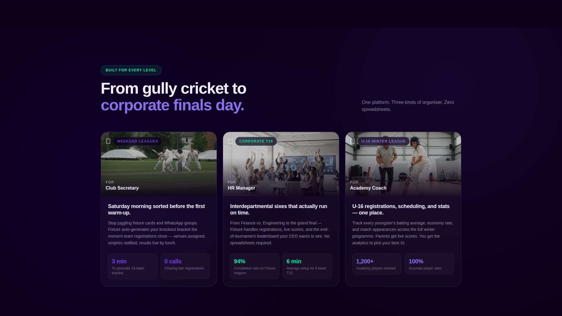 Fixture - Automated Cricket Landing Page Template