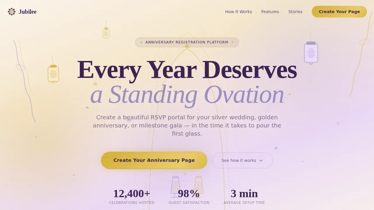 Jubilee — Premium Event Booking Landing Page Template