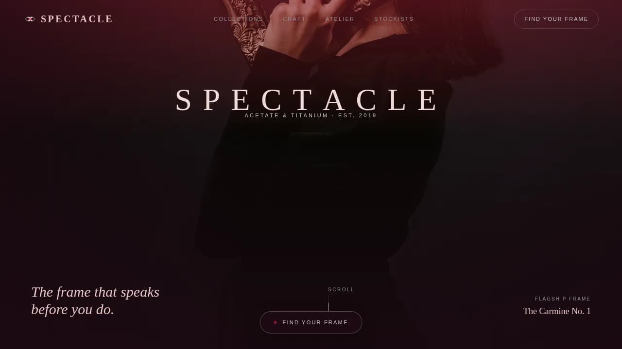 Spectacle — Premium Eyewear Retail Landing Page Template