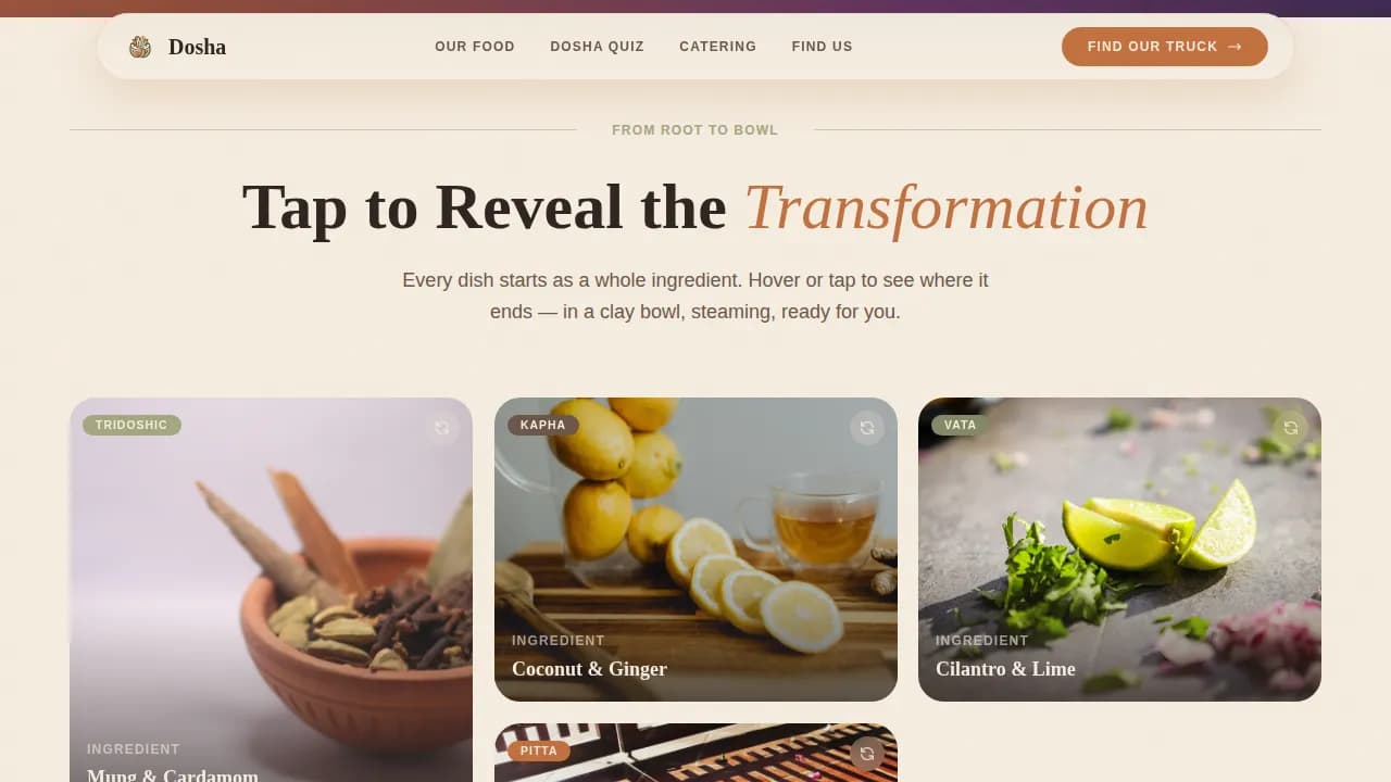 Dosha — Authentic Ayurvedic Cuisine Landing Page Template