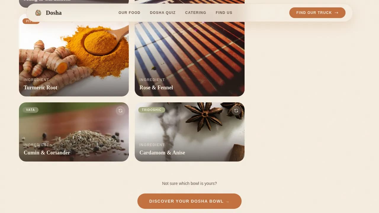 Dosha — Authentic Ayurvedic Cuisine Landing Page Template