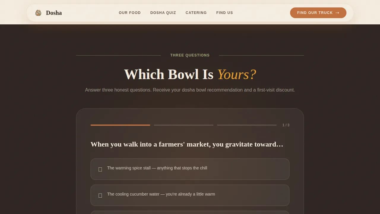 Dosha — Authentic Ayurvedic Cuisine Landing Page Template