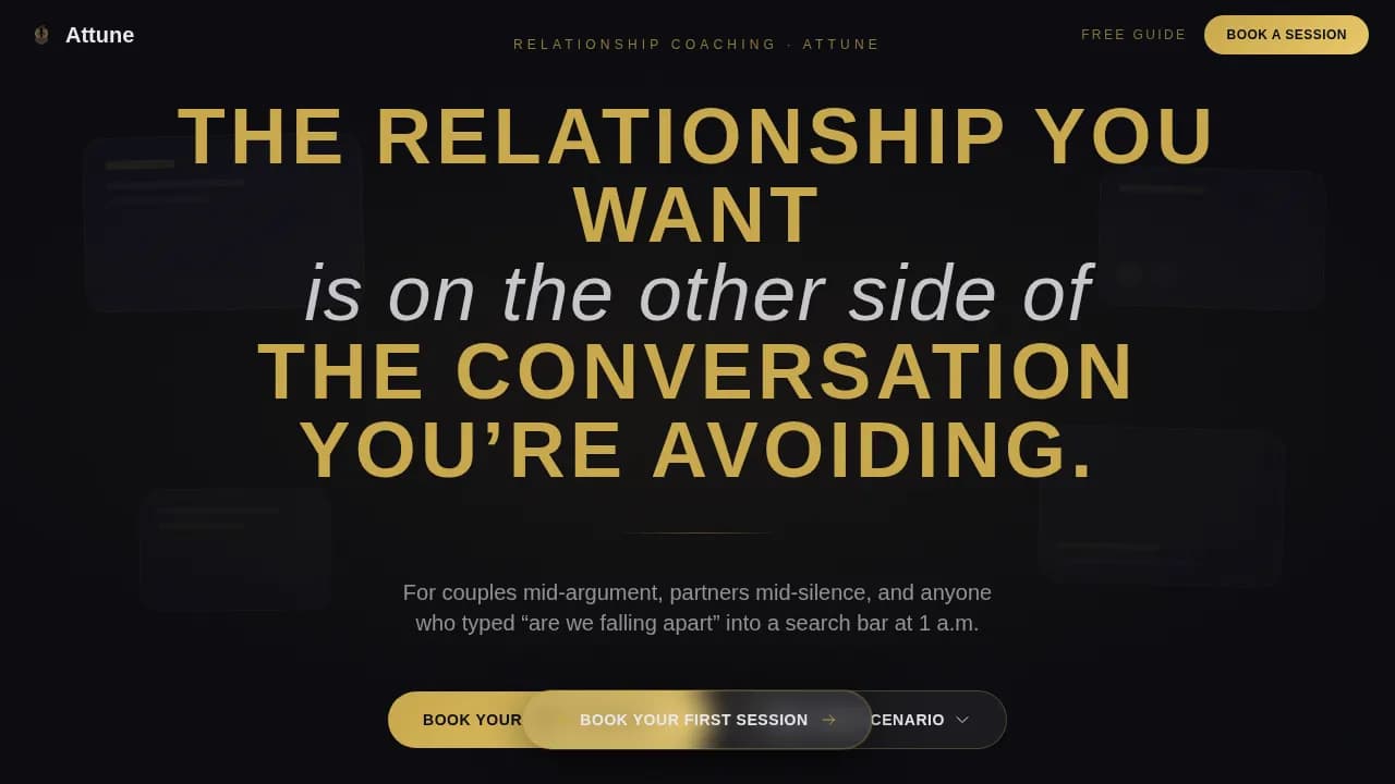 Attune - Luxury Relationship Coaching Landing Page Template