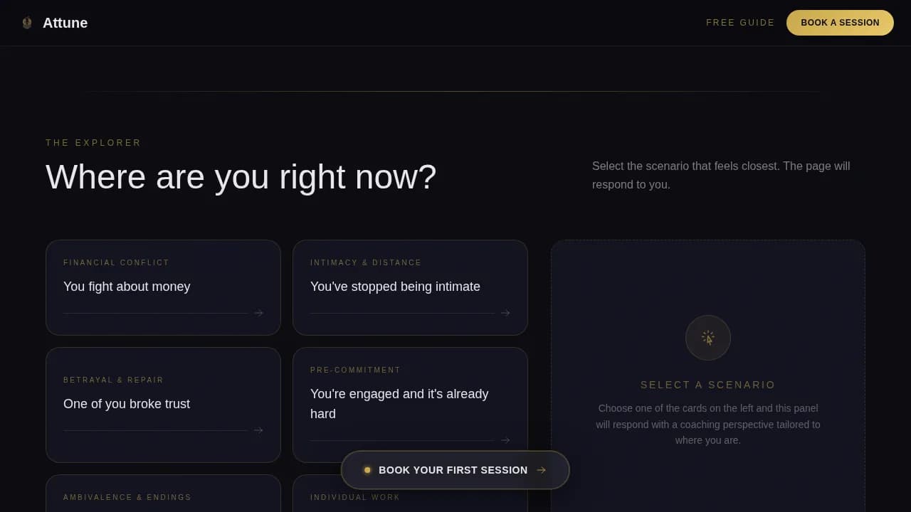 Attune - Luxury Relationship Coaching Landing Page Template