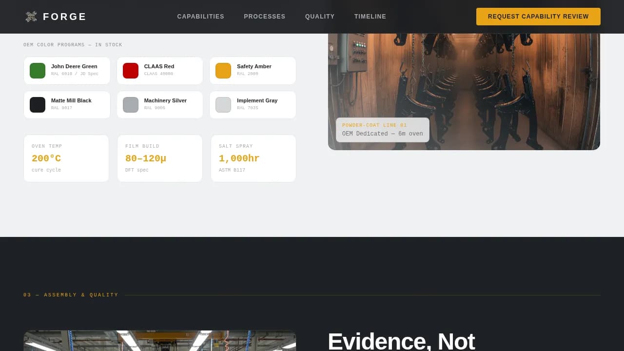 Forge - Precision Contract Manufacturing Landing Page Template