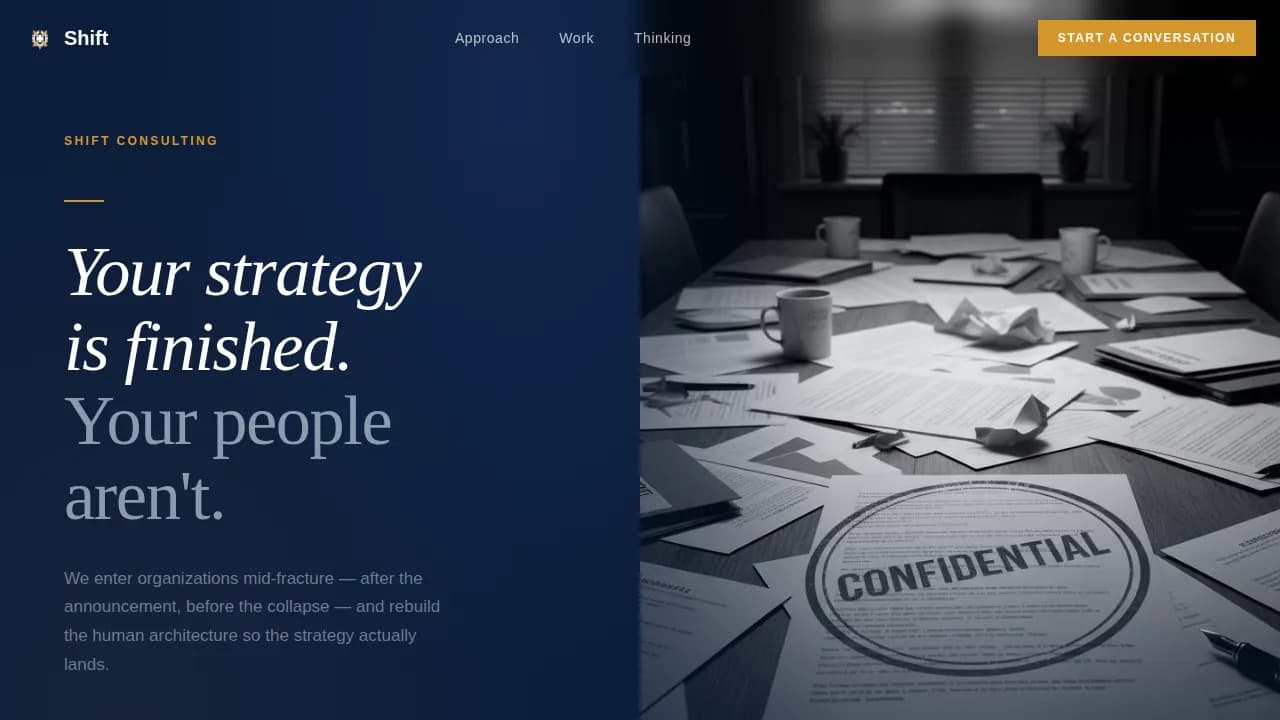 Shift — Expert Organizational Consulting Landing Page Template