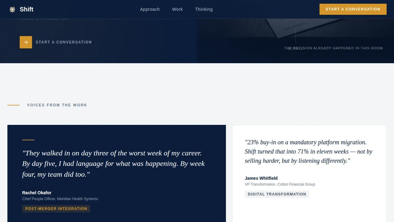 Shift — Expert Organizational Consulting Landing Page Template