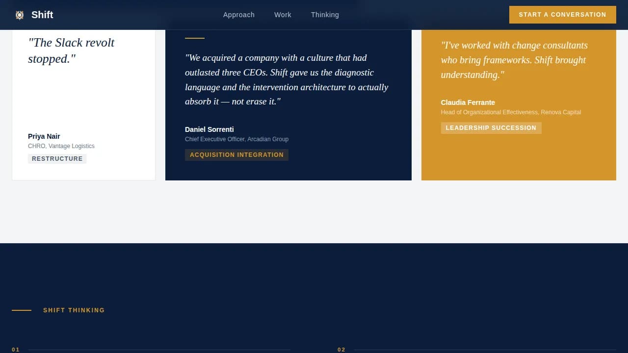 Shift — Expert Organizational Consulting Landing Page Template