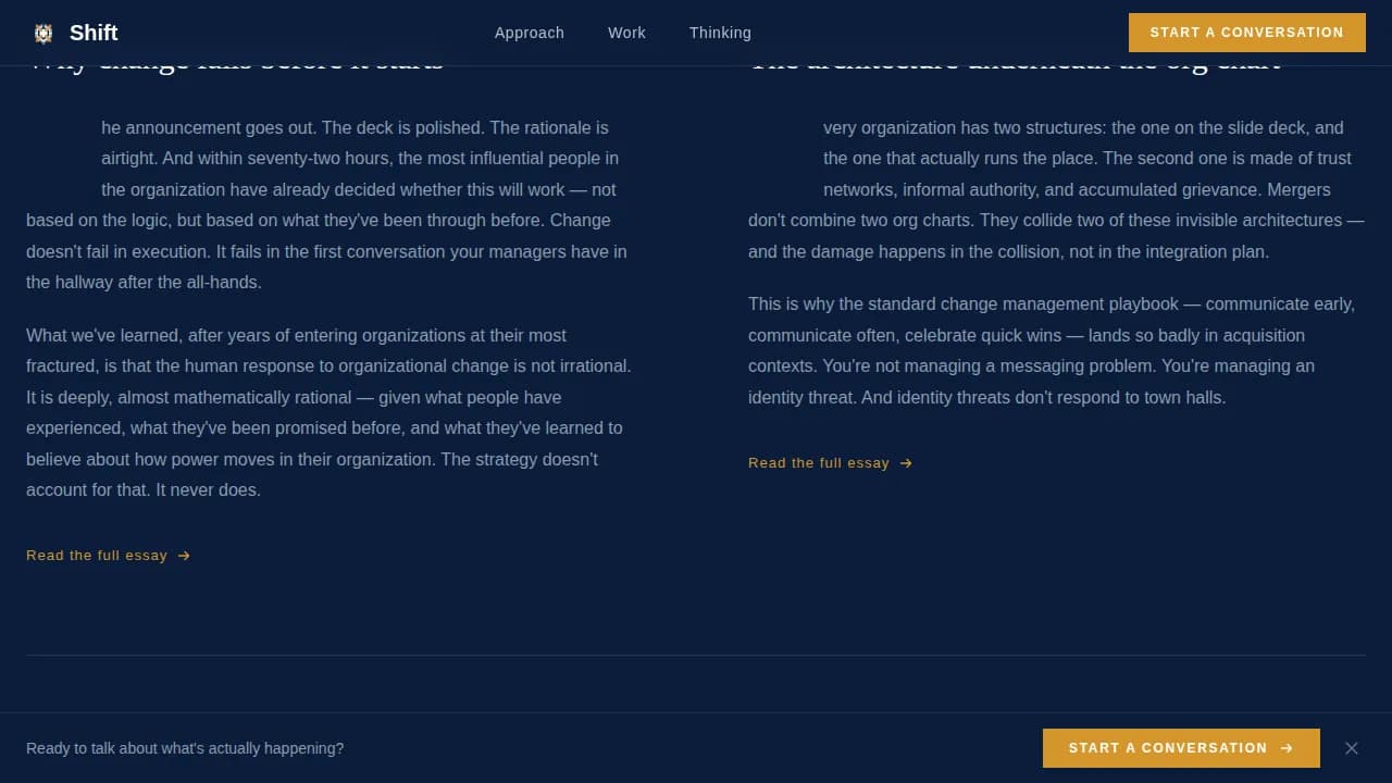 Shift — Expert Organizational Consulting Landing Page Template