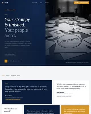 Shift — Expert Organizational Consulting Landing Page Template