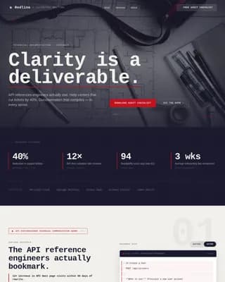 Redline — Premium Technical Writing Landing Page Template
