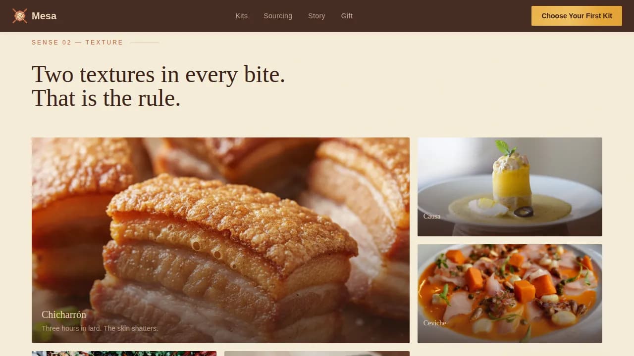 Mesa — Gourmet Peruvian Meals Landing Page Template