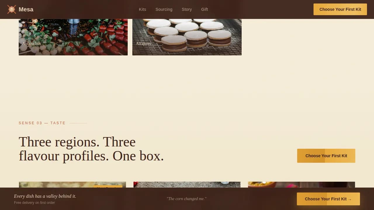 Mesa — Gourmet Peruvian Meals Landing Page Template