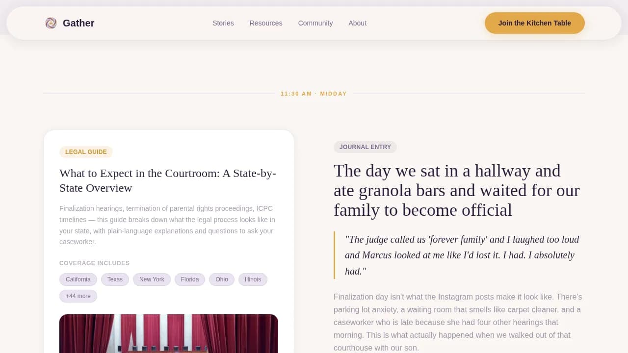 Kinship — Inclusive Adoption Community Landing Page Template