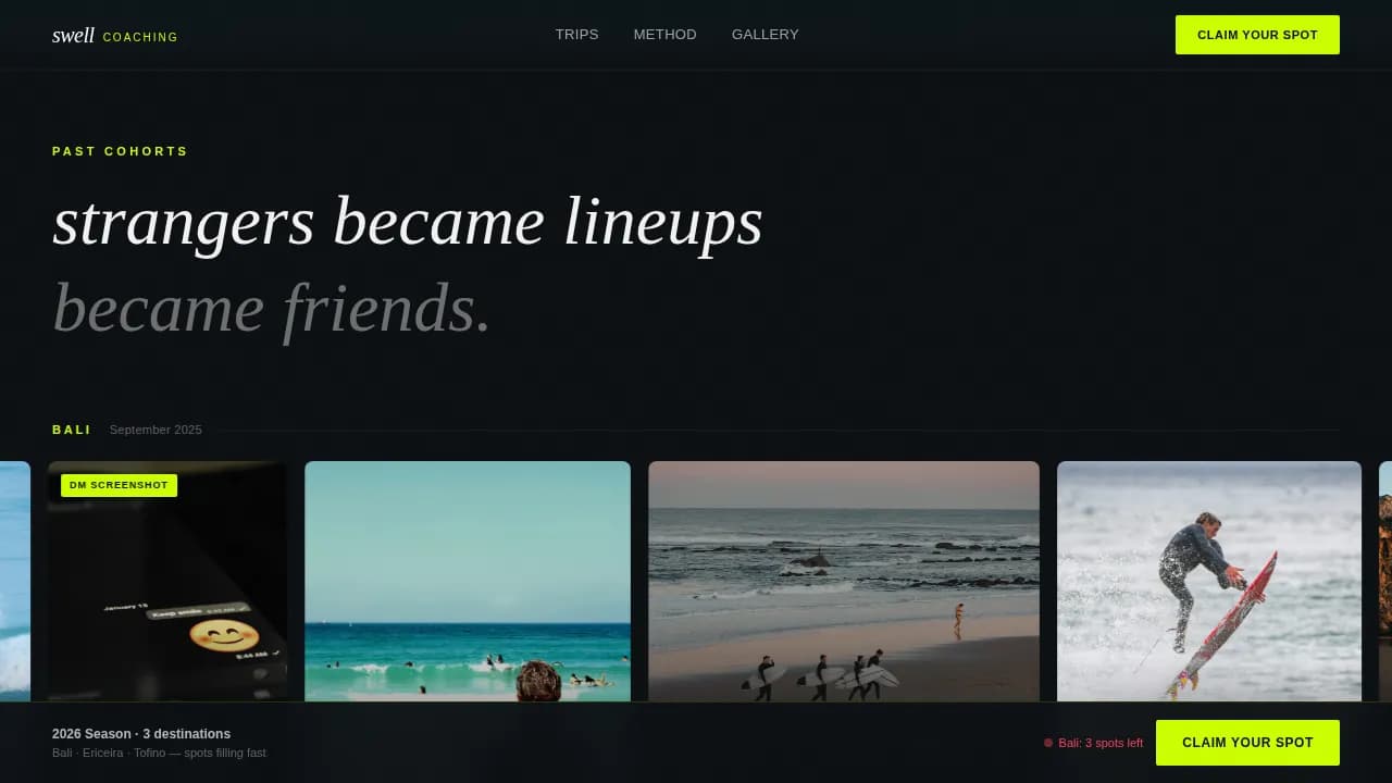 Swell — Ultimate Surfing Coaching Landing Page Template