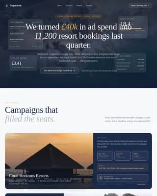 Departure - Award Winning Travel PPC Agency Landing Page Template