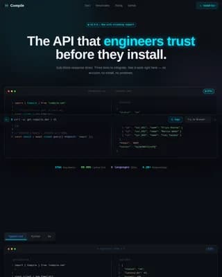 Compile — Advanced Developer Tools Landing Page Template